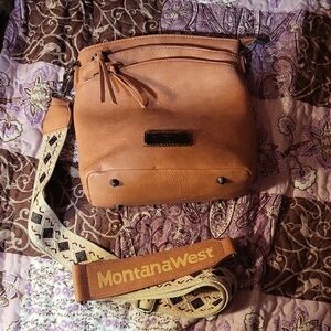 Montana West Brown Crossbody Bag with Patterned Strap